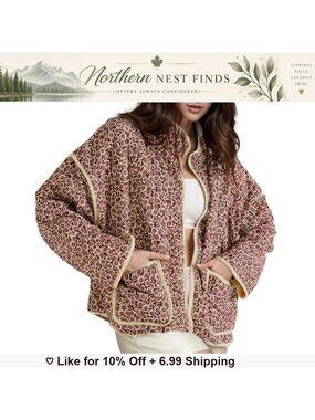 Cropped Puffer Quilted Jacket Vintage Floral Print Open Front Lightweight